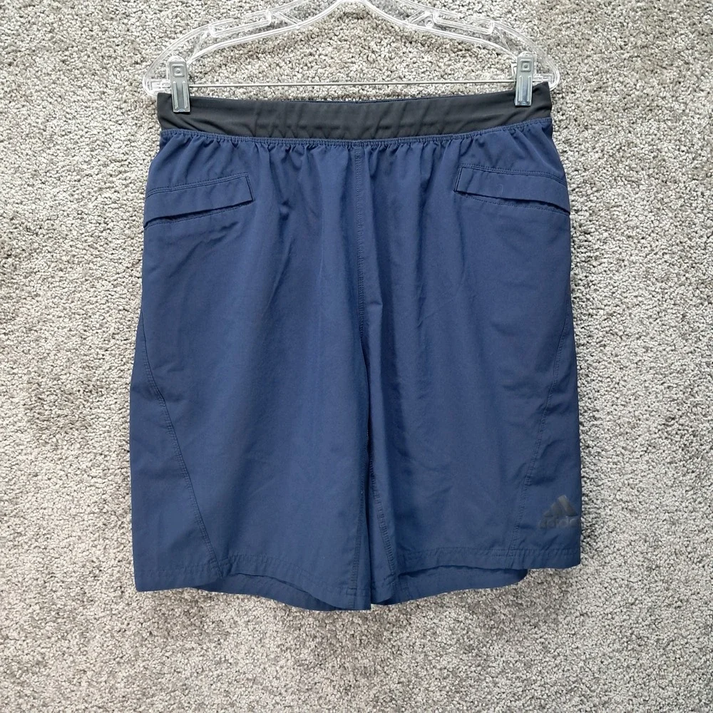 Adidas Climalite Mens Navy Blue Athletic Training Shorts Size Medium 9 Inseam